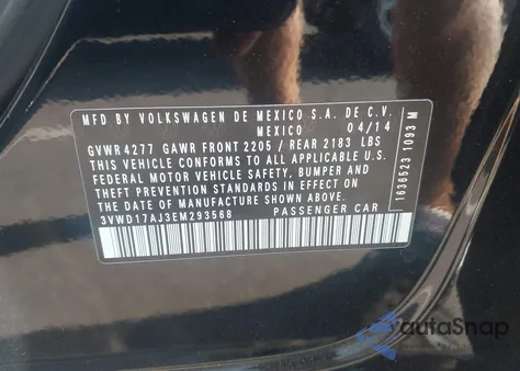 2014 Volkswagen Jetta 1.8T Se from USA, damaged, VIN 3VWD17AJ3EM293568